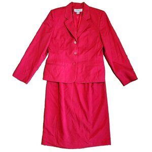 Career Essentials Suit Set Womens Size 10 Solid All Red Blazer Jacket Skirt‎